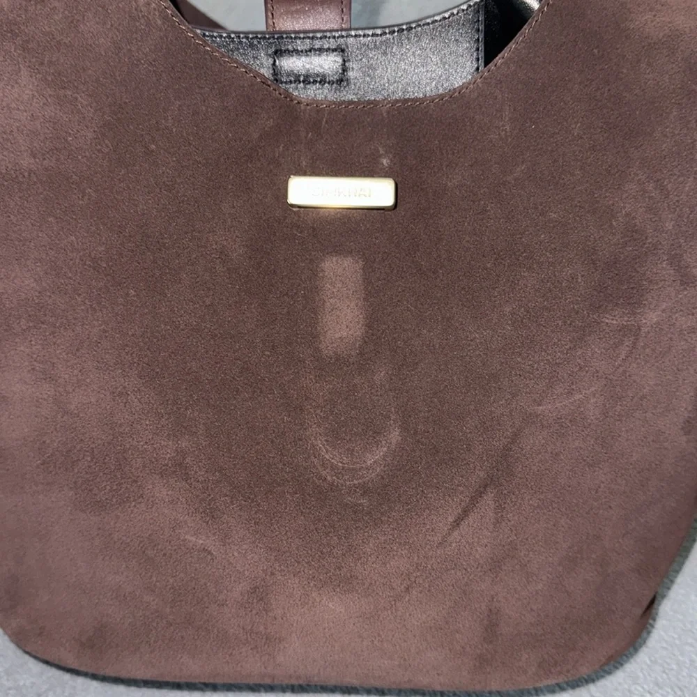 SIMKHAI Khai Suede Hobo Shoulder Bag in Cacao - Picture 11 of 17